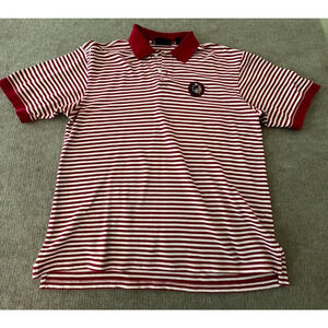 Ashworth Polo Mens Shirt Red Stripped Large 2005 US Open Pinehurst No.2 Golf Dad